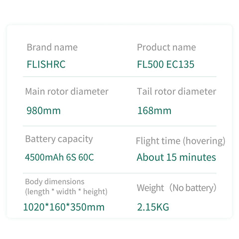 FL500 EC135 500-Class 2.4G 6CH Scale RC Helicopter with FLISHRC L7 Flight Controller and 4-Mode Positioning GPS(RTF Version)