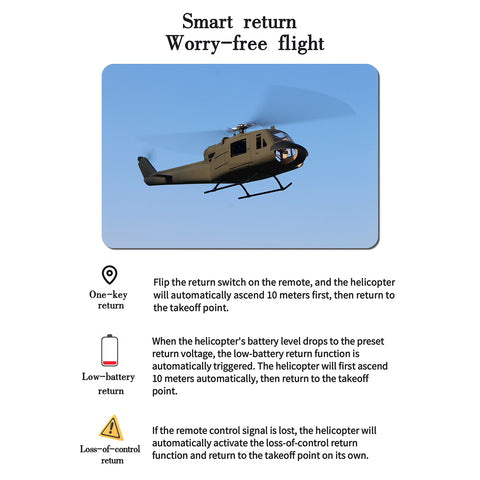 FL500 UH-1 Huey 500-Class 2.4G 6CH Scale RC Helicopter Model with FLISHRC L7 Flight Controller, 4-Mode Positioning GPS (RTF Version)