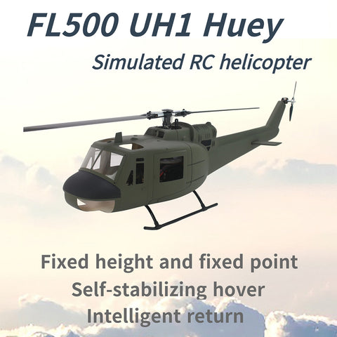 FL500 UH-1 Huey 500-Class 2.4G 6CH Scale RC Helicopter Model with FLISHRC L7 Flight Controller, 4-Mode Positioning GPS (RTF Version)