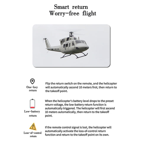 FL500 UH-1N Twin Huey 500-Class 2.4G 6CH Scale RC Helicopter Model with FLISHRC L7 Flight Controller, 4-Mode Positioning GPS, Realistic Cockpit (RTF Version）