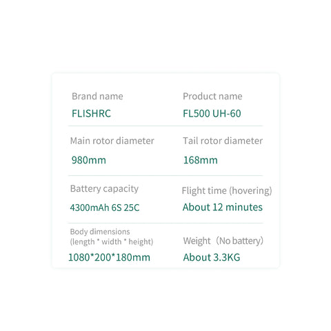 FL500 UH-60 500-Class 2.4G 6CH Scale RC Helicopter Model with FLISHRC L7 Flight Controller, 4-Mode Positioning GPS, Realistic Cockpit (RTF Version)
