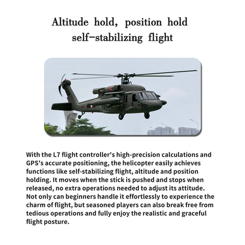 FL500 UH-60 500-Class 2.4G 6CH Scale RC Helicopter Model with FLISHRC L7 Flight Controller, 4-Mode Positioning GPS, Realistic Cockpit (RTF Version)
