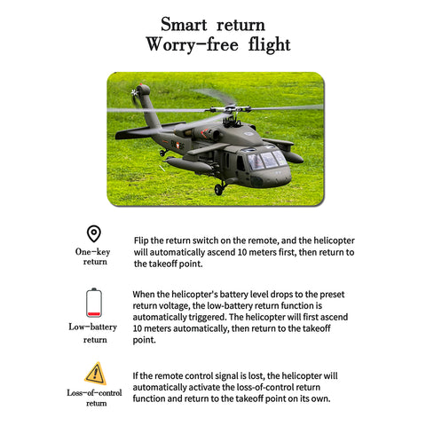 FL500 UH-60 500-Class 2.4G 6CH Scale RC Helicopter Model with FLISHRC L7 Flight Controller, 4-Mode Positioning GPS, Realistic Cockpit (RTF Version)