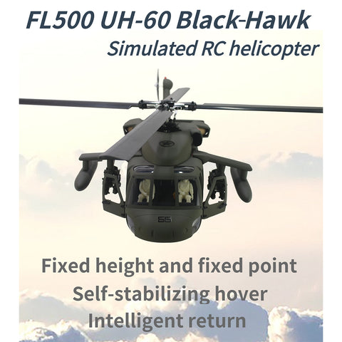 FL500 UH-60 500-Class 2.4G 6CH Scale RC Helicopter Model with FLISHRC L7 Flight Controller, 4-Mode Positioning GPS, Realistic Cockpit (RTF Version)