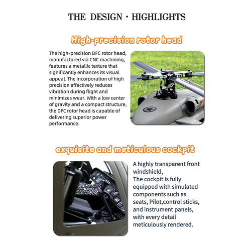 FL500 UH-60 500-Class 2.4G 6CH Scale RC Helicopter Model with FLISHRC L7 Flight Controller, 4-Mode Positioning GPS, Realistic Cockpit (RTF Version)