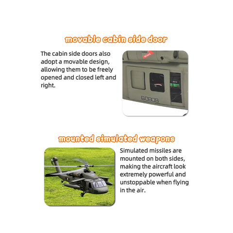 FL500 UH-60 500-Class 2.4G 6CH Scale RC Helicopter Model with FLISHRC L7 Flight Controller, 4-Mode Positioning GPS, Realistic Cockpit (RTF Version)