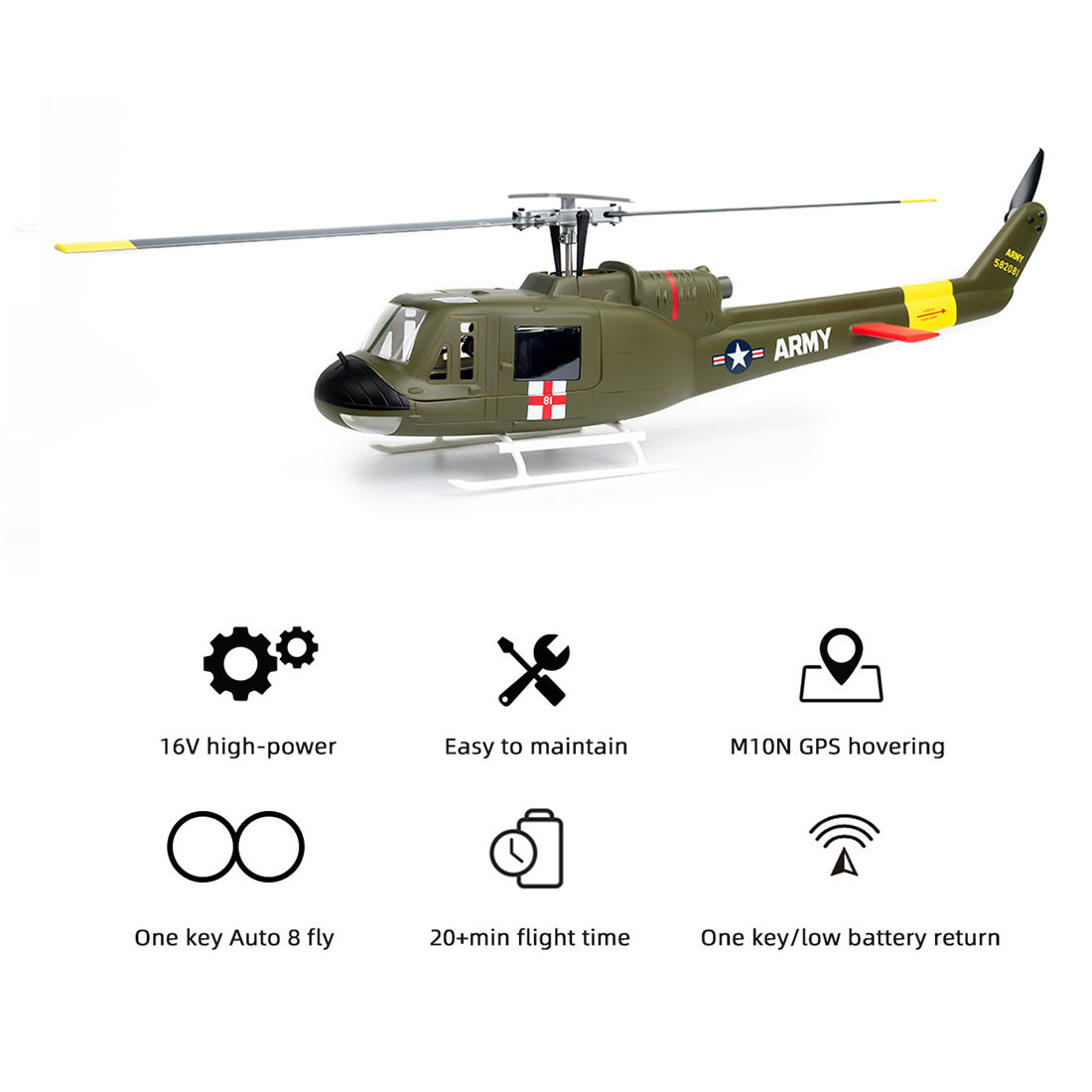 FLY WING UH-1 V4 Upgrade GPS RC Helicopter With H1 Control | RTRhobby