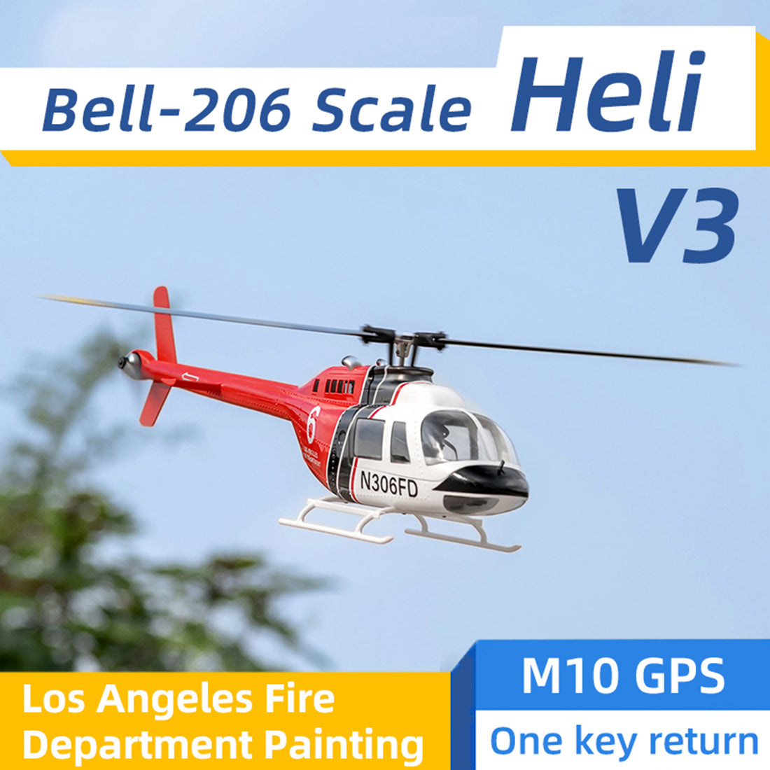 FLYWING Bell-206-V2 470-Class RC Helicopte With H1 GPS RTF | RTRhobby