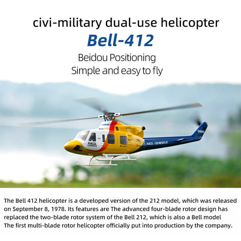 FLYWING BELL-412 V4 470-Class RC Military Helicopter – 2.4G 6CH, Quick-Detach Props, H1 Flight Controller & GPS(Pre-Sale)