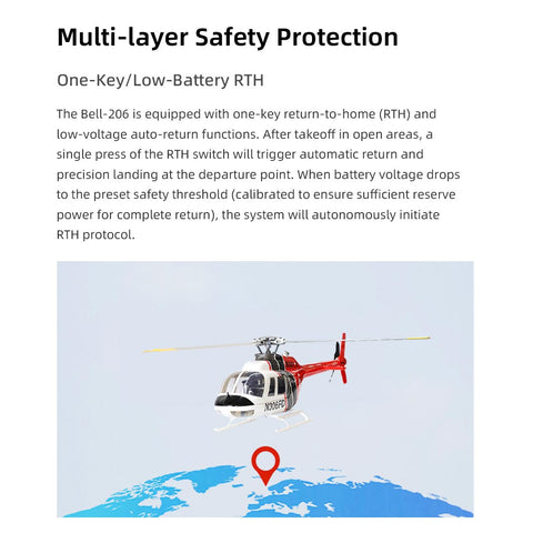 FLYWING Bell206 V3/V4 470 CLASS RC Helicopter With ACE Flight Controller GPS RTF