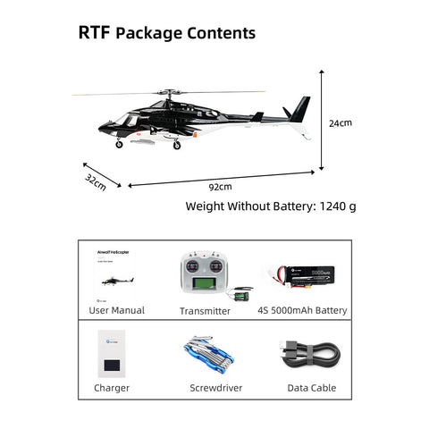 FLYWING Bell222 2.4G 6CH 470-Class RC Helicopter with with Retractable Landing Gear, GPS & ACE FC (RTF)