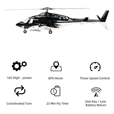 FLYWING Bell222 2.4G 6CH 470-Class RC Helicopter with with Retractable Landing Gear, GPS & ACE FC (RTF)