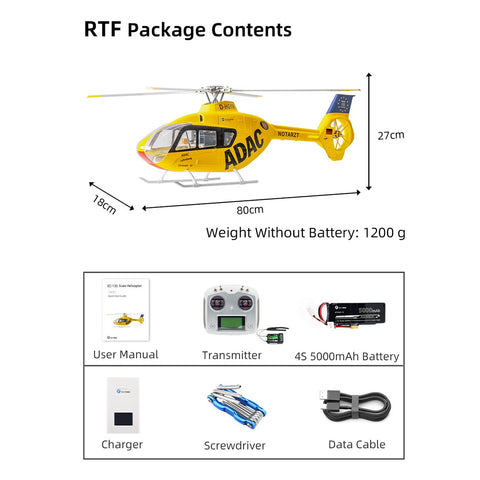 FLYWING EC135 470 Class 2.4G 6CH RC Helicopter – GPS & ACE Flight Controller