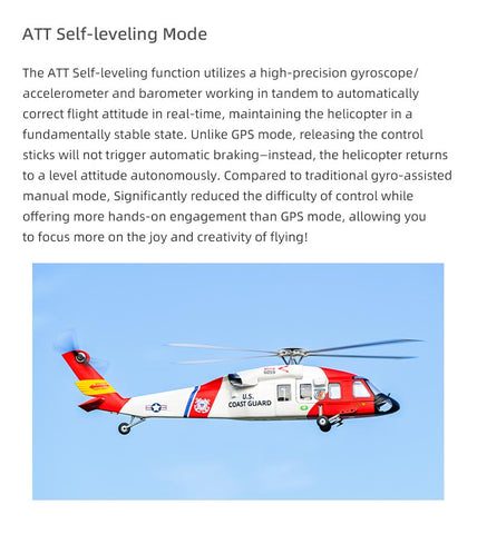 FLYWING MH-60 2.4G 6CH 470-Class Military RC Helicopter with ACE Flight Controller, GPS Positioning & Left/Right-Hand Control (RTF Version)