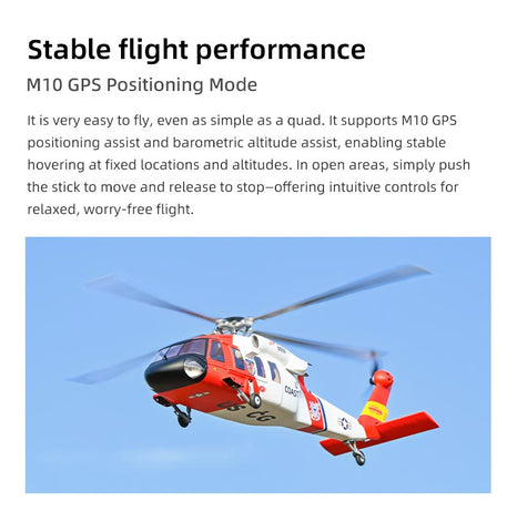 FLYWING MH-60 2.4G 6CH 470-Class Military RC Helicopter with ACE Flight Controller, GPS Positioning & Left/Right-Hand Control (RTF Version)