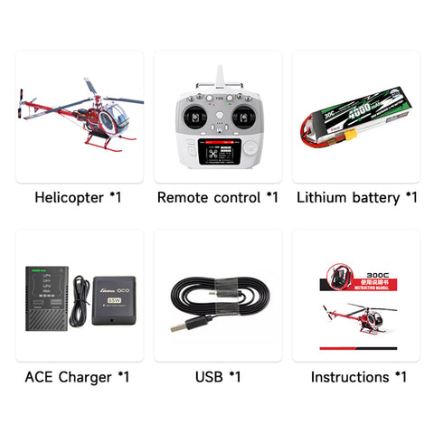 JCZK 300C PRO 2.4G 12CH Flybarless RC Helicopter Model with H1 PRO Smart Flight Control and GPS Positioning