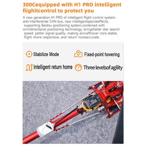 JCZK 300C PRO 2.4G 12CH Flybarless RC Helicopter Model with H1 PRO Smart Flight Control and GPS Positioning