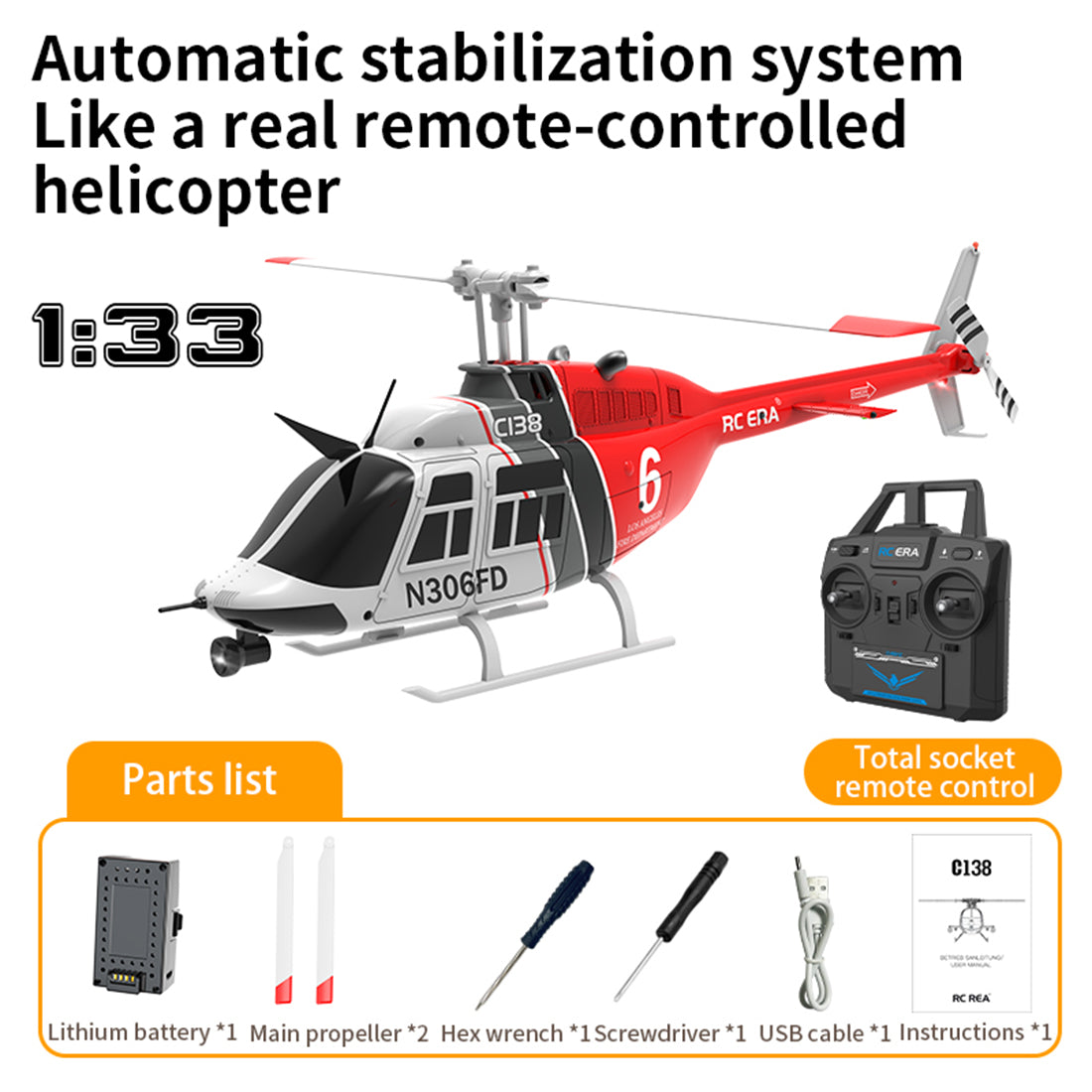 RCERA C138 206 Helicopter with Hold and Flow Position RTF | RTRhobby