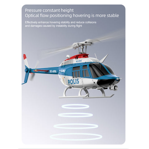 C138PRO 1/33 Scale Bell 206 2.4G 6CH Flybarless Single-Rotor RC Helicopter Model with One-Touch Inverted Flight (RTF Version/Police Livery)