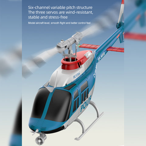 C138PRO 1/33 Scale Bell 206 2.4G 6CH Flybarless Single-Rotor RC Helicopter Model with One-Touch Inverted Flight (RTF Version/Police Livery)