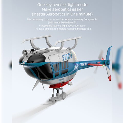 C138PRO 1/33 Scale Bell 206 2.4G 6CH Flybarless Single-Rotor RC Helicopter Model with One-Touch Inverted Flight (RTF Version/Police Livery)