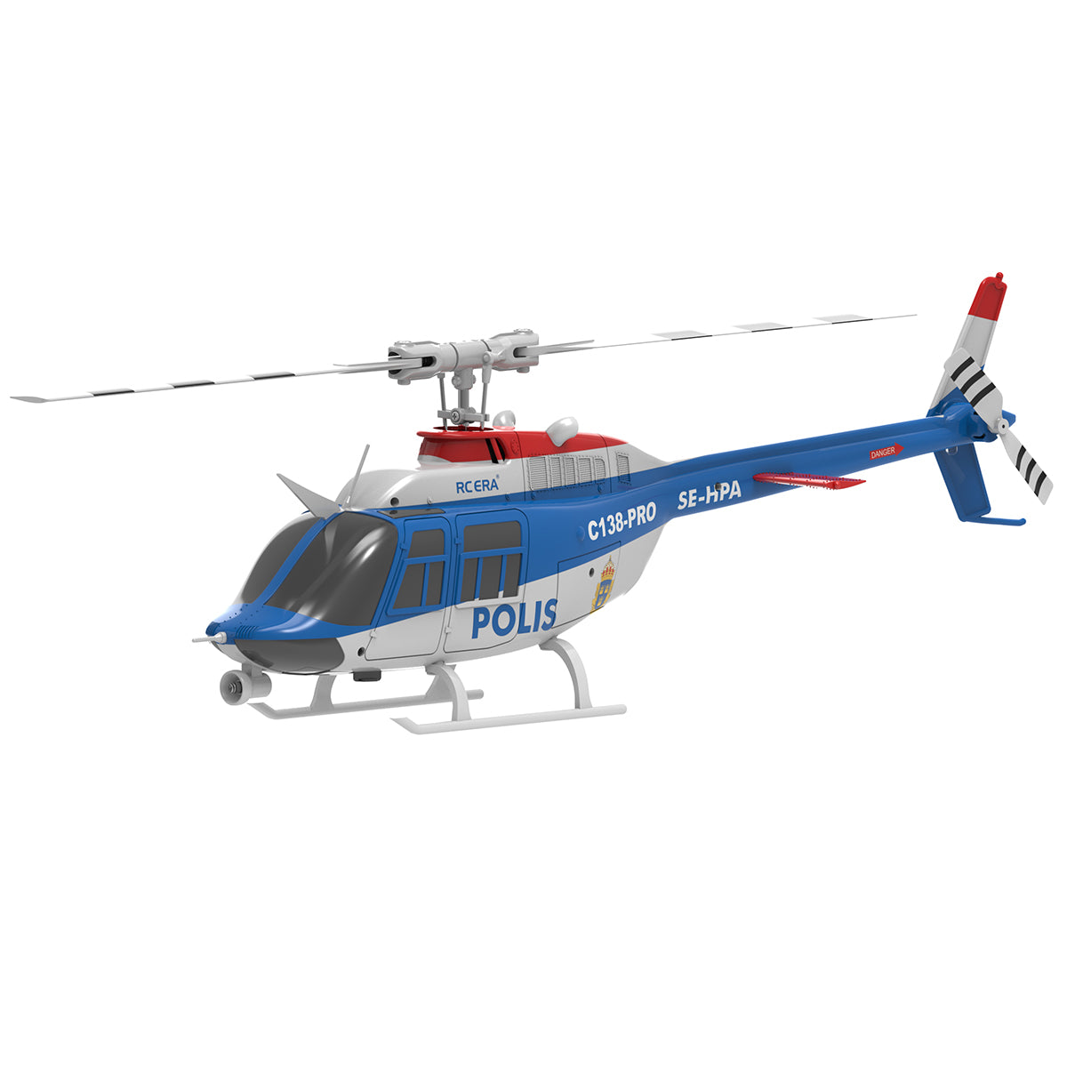C138PRO 1/33 Scale Bell 206 2.4G 6CH Flybarless Single-Rotor RC Helicopter Model with One-Touch Inverted Flight (RTF Version/Police Livery)