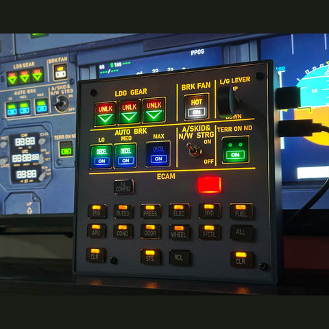 Rowsfire A103 A32X/A31X/A350/XECAM HOME COCKPIT Landing Gear Indicator Integrated Panel for MSFS 2020/2024 - Compatible with Fenix, FBW & ini