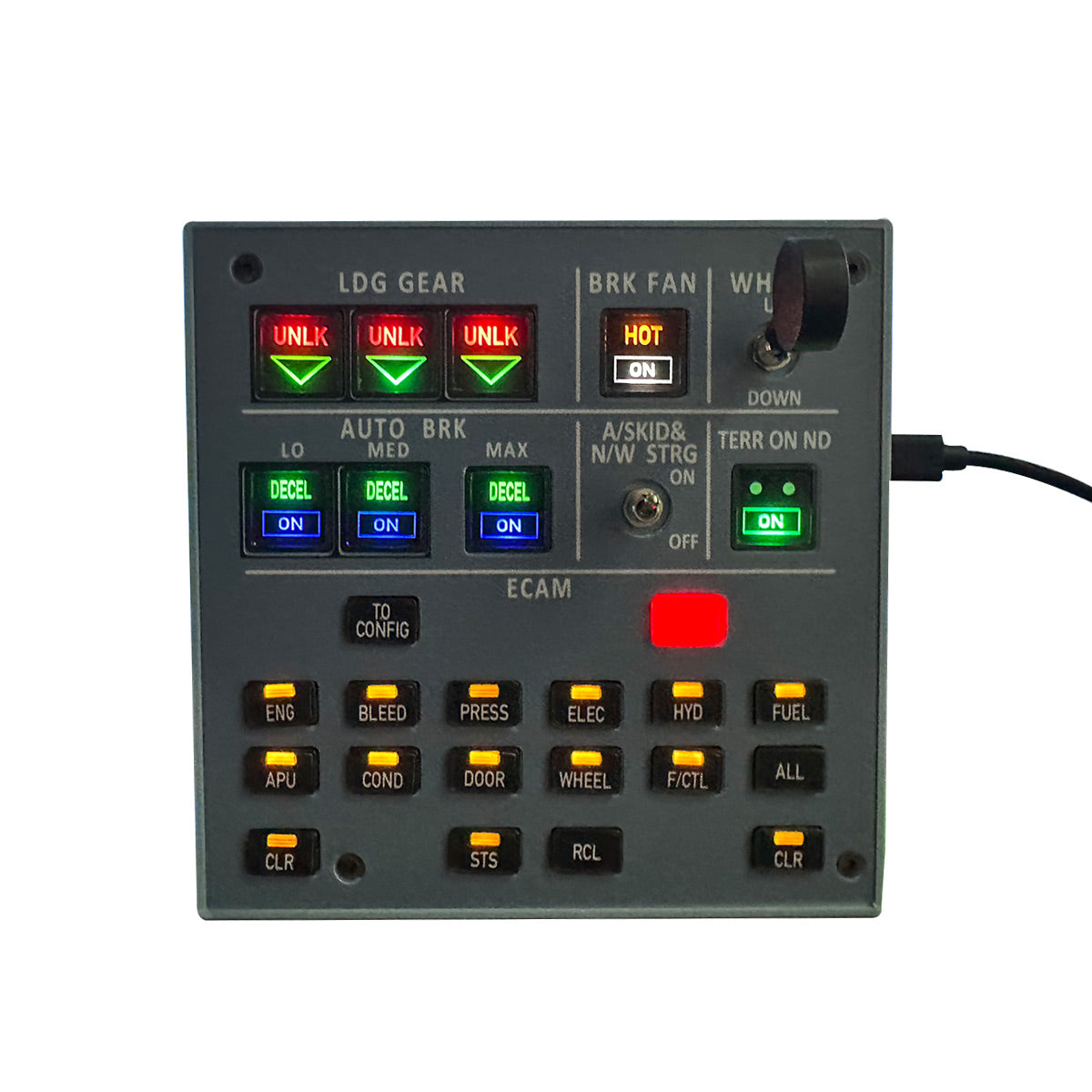 Rowsfire A103 A32X/A31X/A350/XECAM HOME COCKPIT Landing Gear Indicator Integrated Panel for MSFS 2020/2024 - Compatible with Fenix, FBW & ini