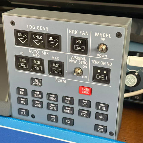 Rowsfire A103 A32X/A31X/A350/XECAM HOME COCKPIT Landing Gear Indicator Integrated Panel for MSFS 2020/2024 - Compatible with Fenix, FBW & ini