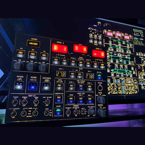 Rowsfire A107 A32X MAX Light OVHD OVERHEAD Panel Panel  for MSFS 2020/2024 (Backlit Edition) - Compatible with FENIX, FBW & ini - Windows Flight Sim Home Cockpit