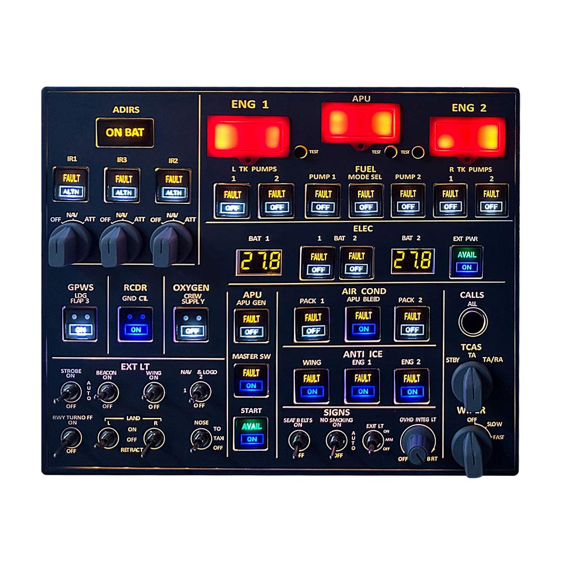 Rowsfire A107 A32X MAX Light OVHD OVERHEAD Panel Panel  for MSFS 2020/2024 (Backlit Edition) - Compatible with FENIX, FBW & ini - Windows Flight Sim Home Cockpit