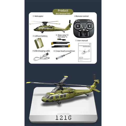 UH-60 2.4G 5CH Flybarless Scale RC Helicopter Model with Barometric Altitude Hold, Optical Flow Positioning & One-Key Inverted Flight (RTF)