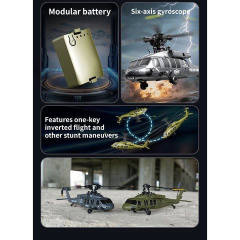 UH-60 2.4G 5CH Flybarless Scale RC Helicopter Model with Barometric Altitude Hold, Optical Flow Positioning & One-Key Inverted Flight (RTF)