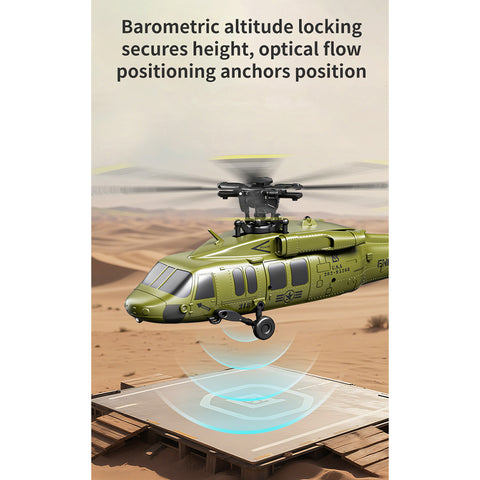 UH-60 2.4G 5CH Flybarless Scale RC Helicopter Model with Barometric Altitude Hold, Optical Flow Positioning & One-Key Inverted Flight (RTF)