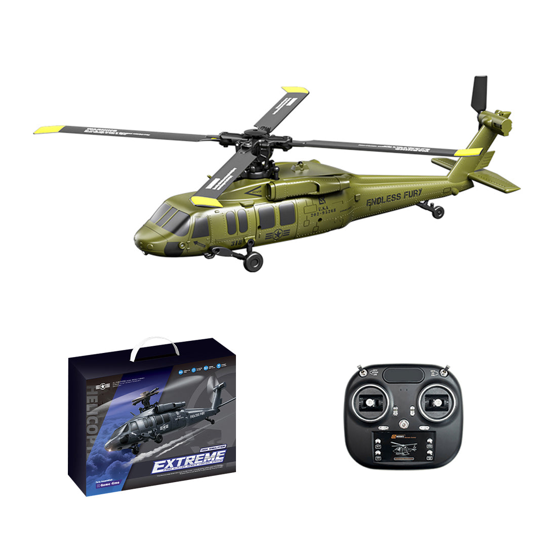 UH-60 2.4G 5CH Flybarless Scale RC Helicopter Model with Barometric Altitude Hold, Optical Flow Positioning & One-Key Inverted Flight (RTF)