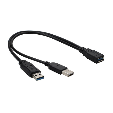 USB 3.0 Extension Cable, Dual A Male to A Female Adapter, High-Speed Data Transfer Cable with Auxiliary Power for External Hard Drives