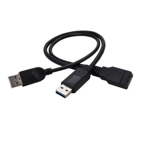 USB 3.0 Extension Cable, Dual A Male to A Female Adapter, High-Speed Data Transfer Cable with Auxiliary Power for External Hard Drives