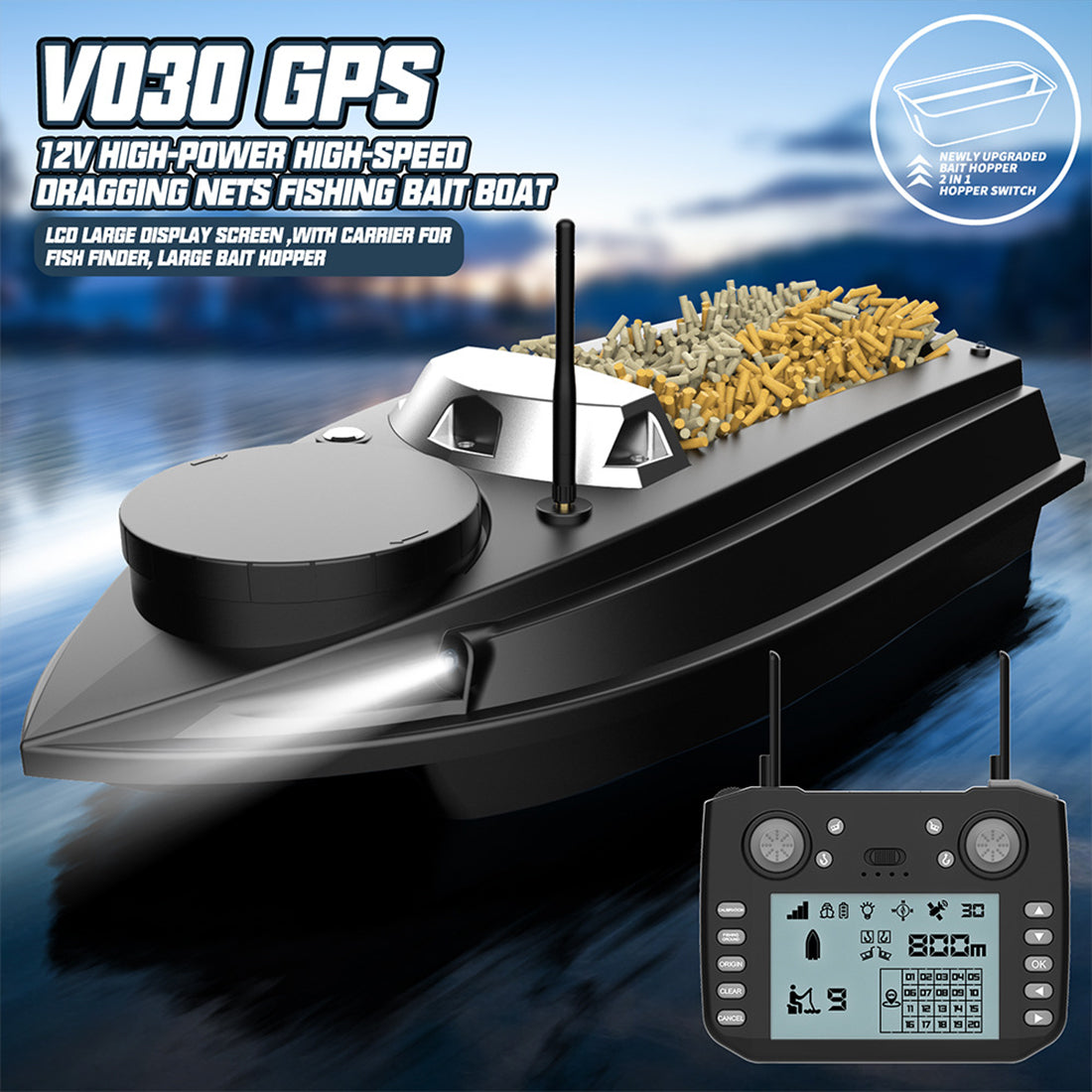 bait boat fish finders Kreiaoer RC Fishing with GPS, Dual Motor Finder with Night Light Signal 1640ft Remote Control Range, Support Route Calibration, 4.4 lbs Loading for Professional Fishing (Yellow) : Toys or night 600m Remote Control Bait Boat
