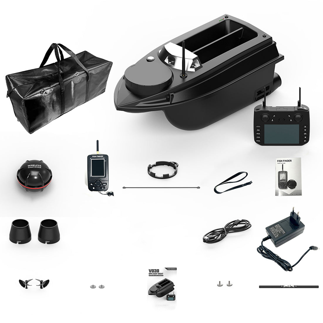 V030 12V 2.4G High-Speed RC Bait Boat with GPS Positioning