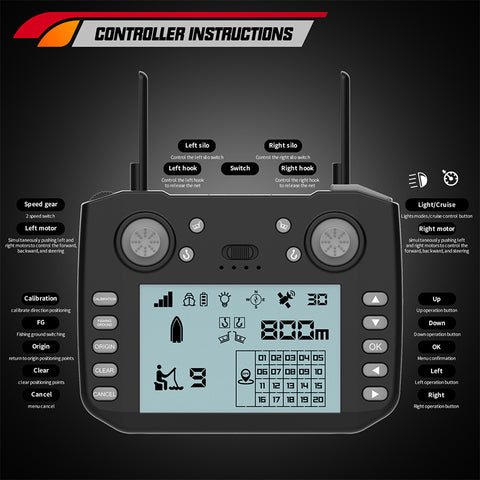 V030 12V 2.4G High-Speed RC Bait Boat with GPS Positioning