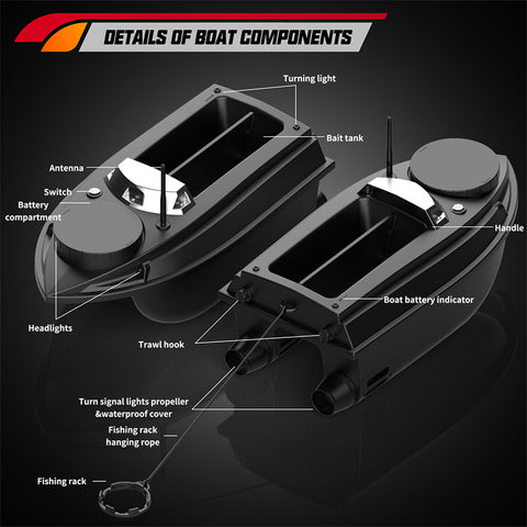 V030 12V 2.4G High-Speed RC Bait Boat with GPS Positioning