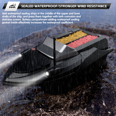 V080 12V High-Speed RC Bait Boat with 9 Fishing Zones and 180 Waypoints