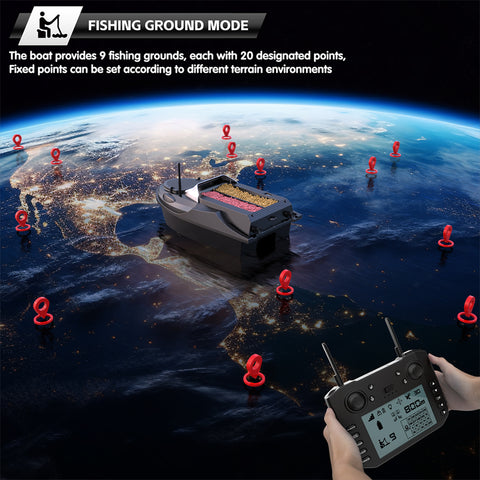 V080 12V High-Speed RC Bait Boat with 9 Fishing Zones and 180 Waypoints