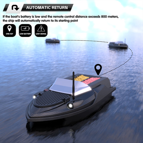 V080 12V High-Speed RC Bait Boat with 9 Fishing Zones and 180 Waypoints