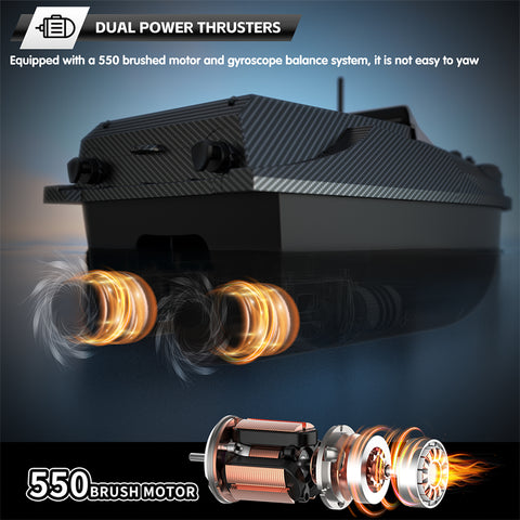V080 12V High-Speed RC Bait Boat with 9 Fishing Zones and 180 Waypoints