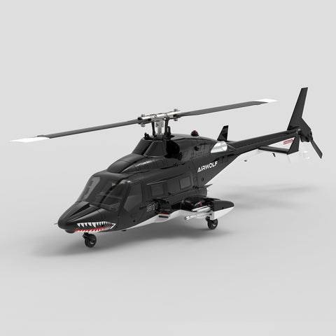 WOLFBUSH AW-911 Airwolf 1/34 Scale 2.4G 9CH Flybarless RC Helicopter with 6G/3D Stunt Mode and GPS Positioning
