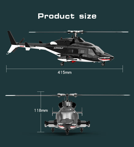 WOLFBUSH AW-911 Airwolf 1/34 Scale 2.4G 9CH Flybarless RC Helicopter with 6G/3D Stunt Mode and GPS Positioning  (Pre-sale)
