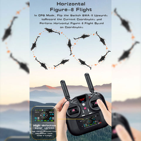 WOLFBUSH AW-911 Airwolf 1/34 Scale 2.4G 9CH Flybarless RC Helicopter with 6G/3D Stunt Mode and GPS Positioning
