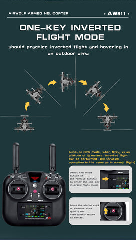 WOLFBUSH AW-911 Airwolf 1/34 Scale 2.4G 9CH Flybarless RC Helicopter with 6G/3D Stunt Mode and GPS Positioning  (Pre-sale)