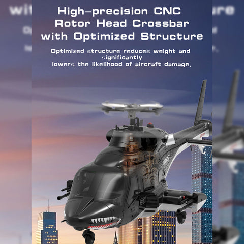 WOLFBUSH AW-911 Airwolf 1/34 Scale 2.4G 9CH Flybarless RC Helicopter with 6G/3D Stunt Mode and GPS Positioning